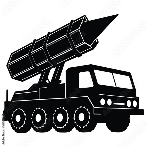 missile launcher truck silhouette vector art