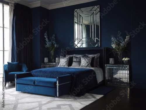 A sophisticated bedroom, el...