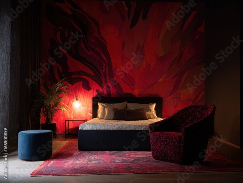 A sophisticated bedroom int...