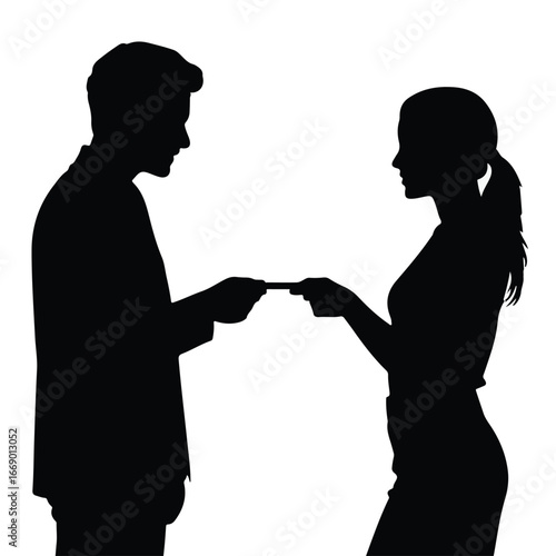 Business colleagues exchanging business card, representing networking, connection, communication, and professional relationships