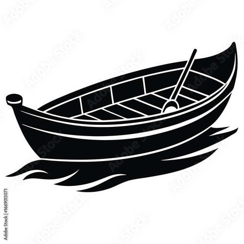 rowboat silhouette vector art