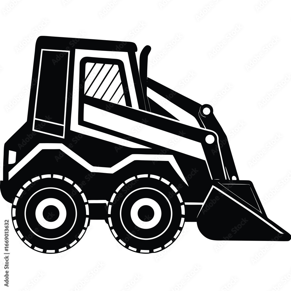 Naklejka premium skid steer loader silhouette vector art
