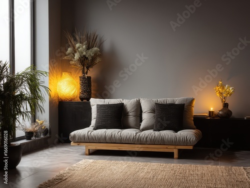 A modern, minimalist living...