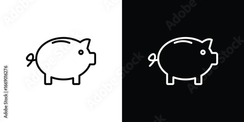 Piggy bank icons, vector best stroke icon EPS