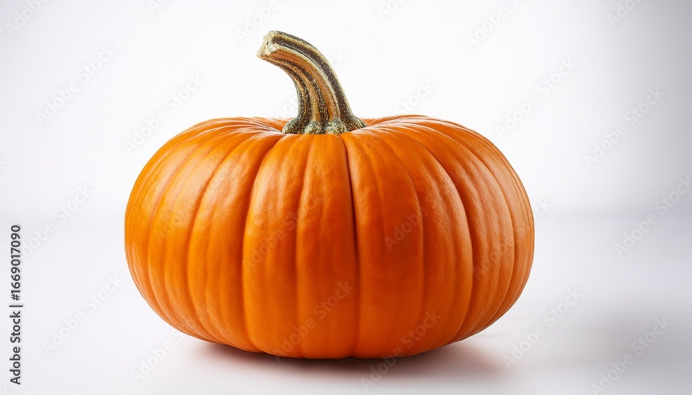 Obraz premium orange pumpkin with ridged surface on white background