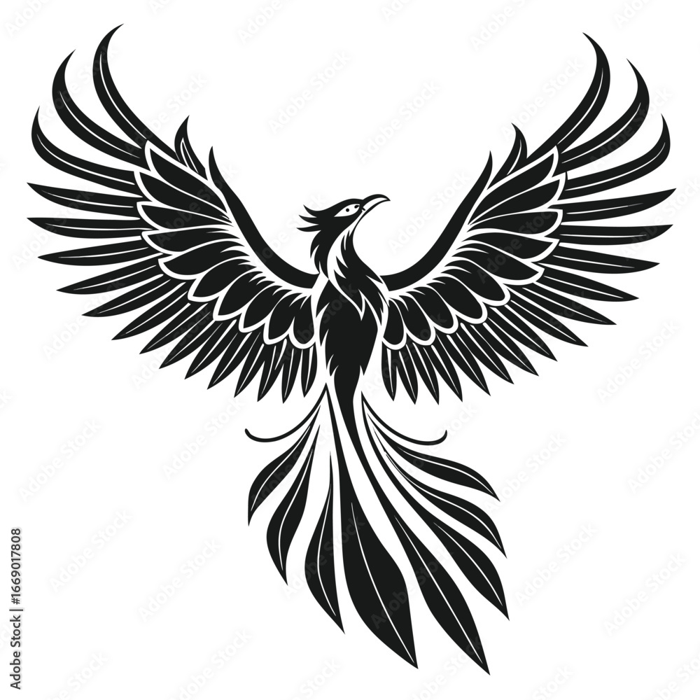 Obraz premium Phoenix wings covering frozen storm silhouette