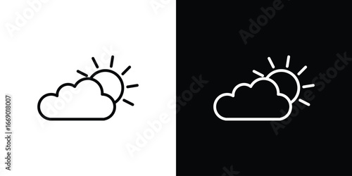 Cloud sun icons, vector best stroke icon EPS