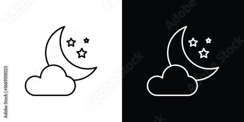 Cloud moon icons, vector best stroke icon EPS