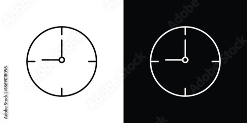 Clock nine icons, vector best stroke icon EPS
