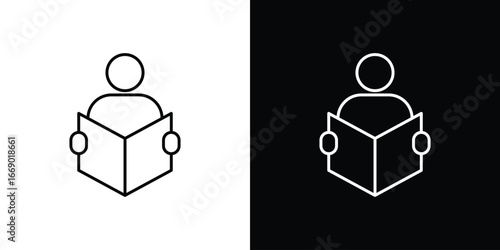 Book open reader icons, vector best stroke icon EPS