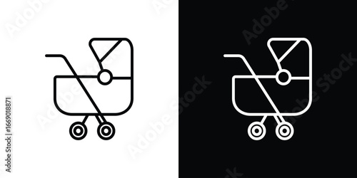 Baby carriage icons, vector best stroke icon EPS