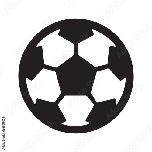 Classic black and white soccer ball icon representing sports competition and team play