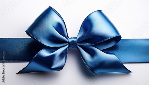 blue gift bow low light photography isolated white background