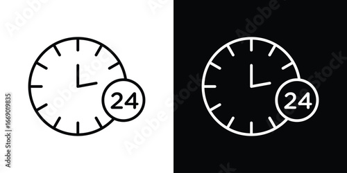 Time twenty four icons, vector best stroke icon EPS