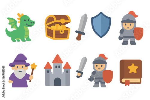 Children's Mini-Illustrations Grid. Flat vector mini-illustrations space unknown in colors children's illustrations: black hole,