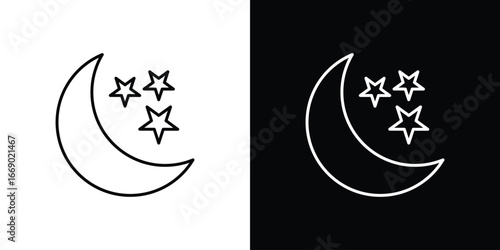 Moon stars icons, vector best stroke icon EPS