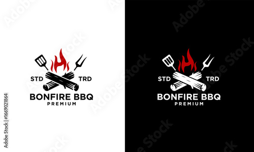 Bonfire Flame Barbecue Grill food Logo