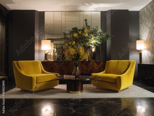 A sophisticated lobby loung...