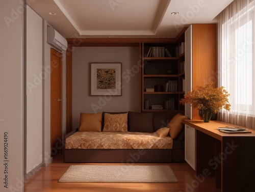 A cozy, compact study nook ...