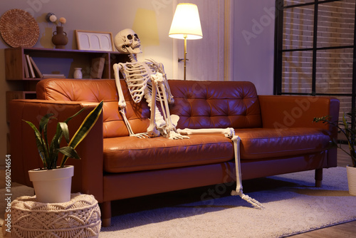 Human skeleton model sittin...