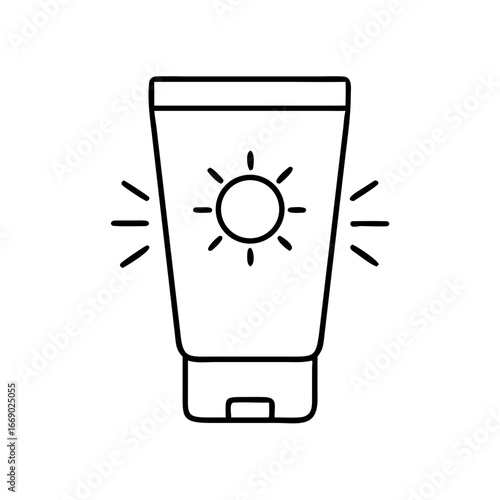 Sun protection icon set in minimalist style on transparent background
