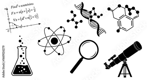 Science and Discovery: Symbols of Knowledge, Research, and Exploration Elements