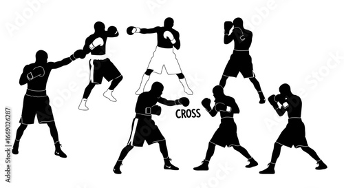 Dynamic Boxing Silhouettes: A Study of Movement and Technique