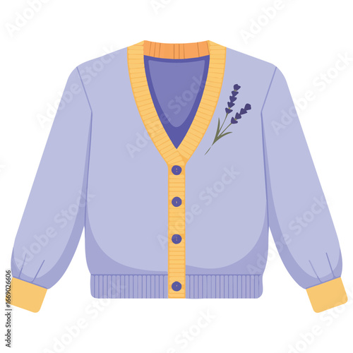 Cozy cardigan sweater autumn warm clothes vector illustration isolated on white background