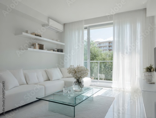 A modern, minimalist living...