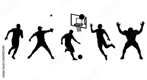 Dynamic silhouettes showcasing various sports activities and athletic skills