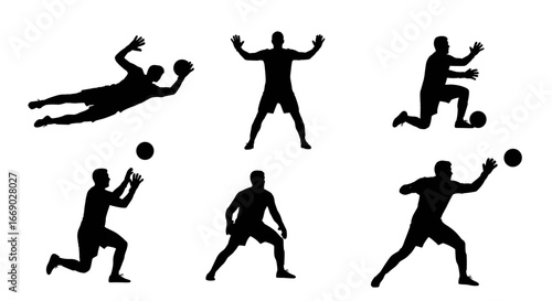 Dynamic Goalkeeper Silhouettes Performing Diving Saves and Making Key Plays
