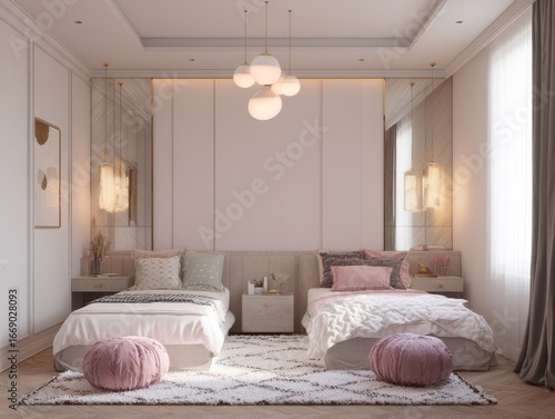 A serene, light-filled bedr...