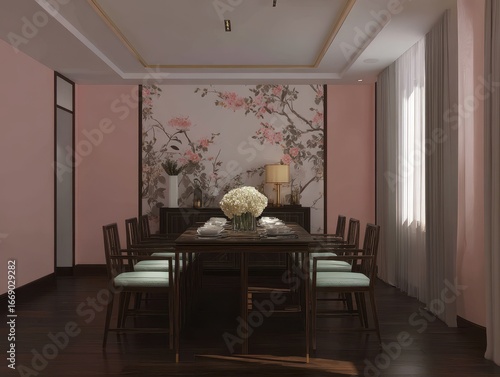 A stylish, elegant dining r...