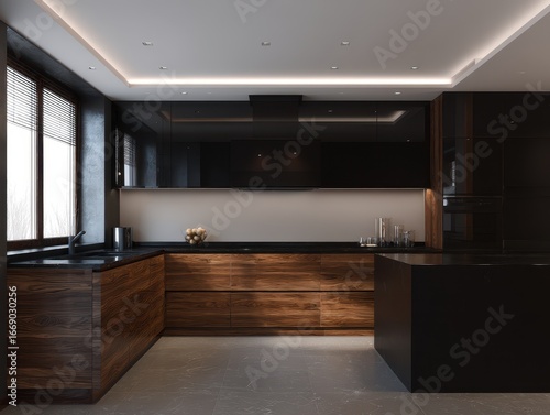Modern kitchen design featu...