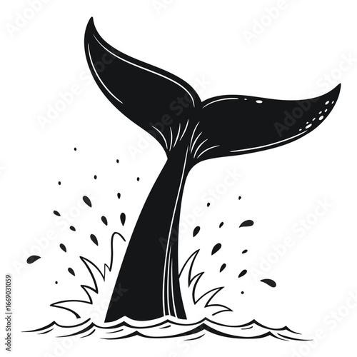 Whale tail glowing into shattered water silhouette