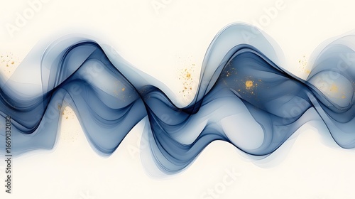 Abstract Blue Wave Flowing Elegant Gold Dust Design