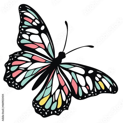 Butterfly wings glowing like stained glass silhouette
