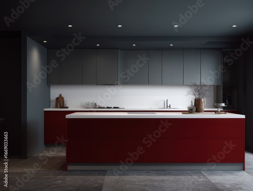 A modern kitchen interior b...