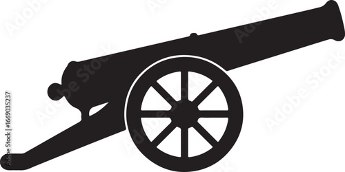 Cannon Silhouette Design on White Background