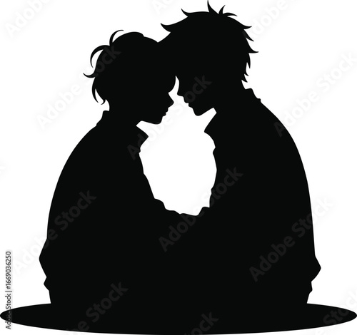 Couple in intimate moment silhouette