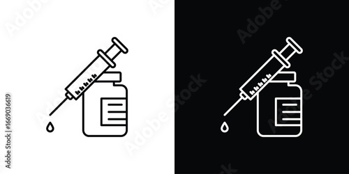 Vaccine vial icon. Signs and symbols for mobile app, UI, UX