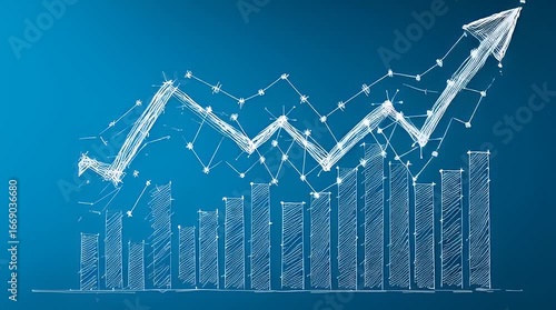 Creative Graph hand up arrow chart growing up. Business growth arrow and graph chart, Business line arrow, improvement, business strategy, arrow rising up