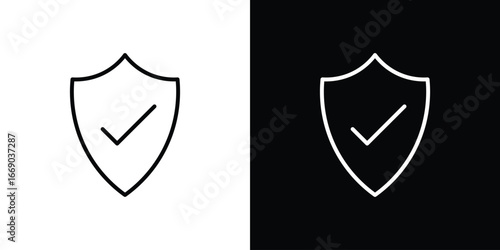 Shield check mark icon. Signs and symbols for mobile app, UI, UX
