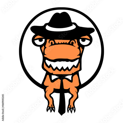 Mr. T-Rex Tyrannosaurus Sir Gentleman Hat Tie Suit Gangster