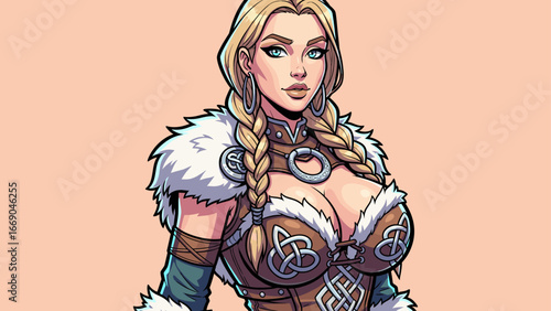 Female Viking Warrior - High detailed vector art