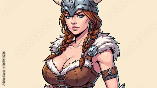Female Viking Warrior - High detailed vector art