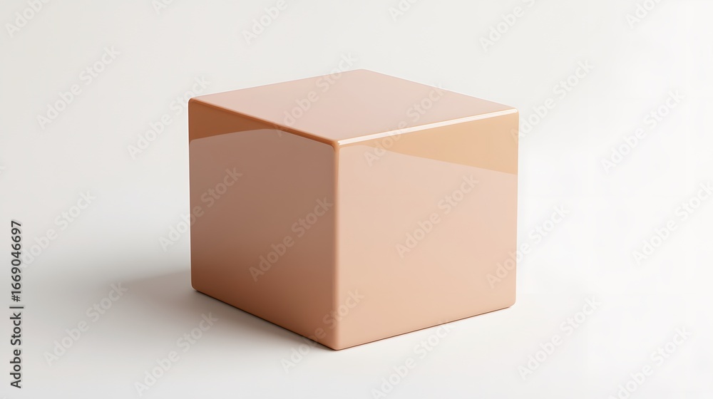 Obraz premium Peach Glossy Cube Minimalist Product Display Stand
