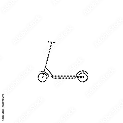 Dotted outline icon of a scooter against a white background, representing urban mobility and modern transportation concept for delivery or rental services