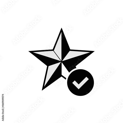 Vector art of star icon with a check mark, symbolizing validation, approval, and successful confirmation
