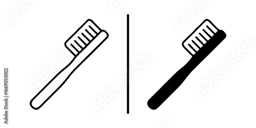 Black and White Toothbrush: a simple yet classic illustration of a toothbrush, its sleek design highlighting its essential role in maintaining oral hygiene.